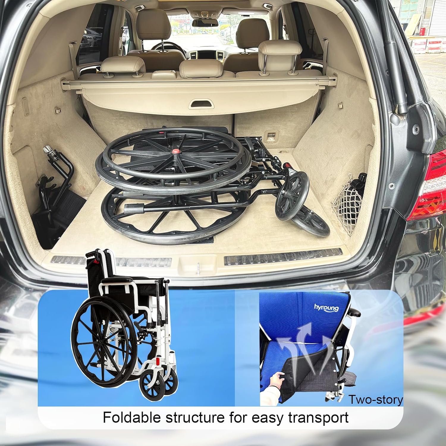 Wheel Chair 400 lb Capacity Drive Wheelchair Transport Chair Manual Wheelchair Wheelchairs for Adults Foldable with Cup Holder Movable handrails, Foot Pedals - Image 4