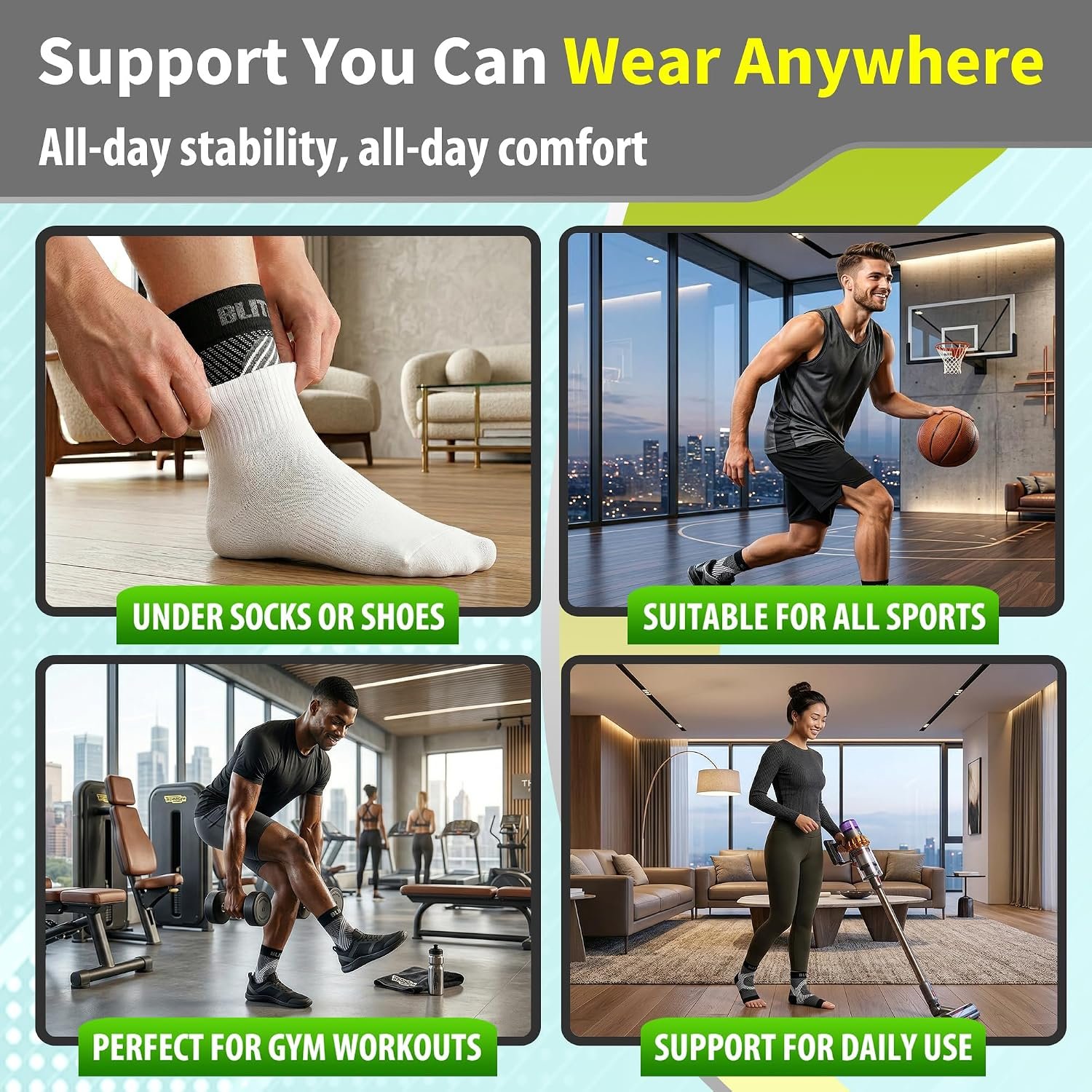 BLITZU Compression Socks for Plantar Fasciitis, Foot, Arch & Ankle Support - Image 7