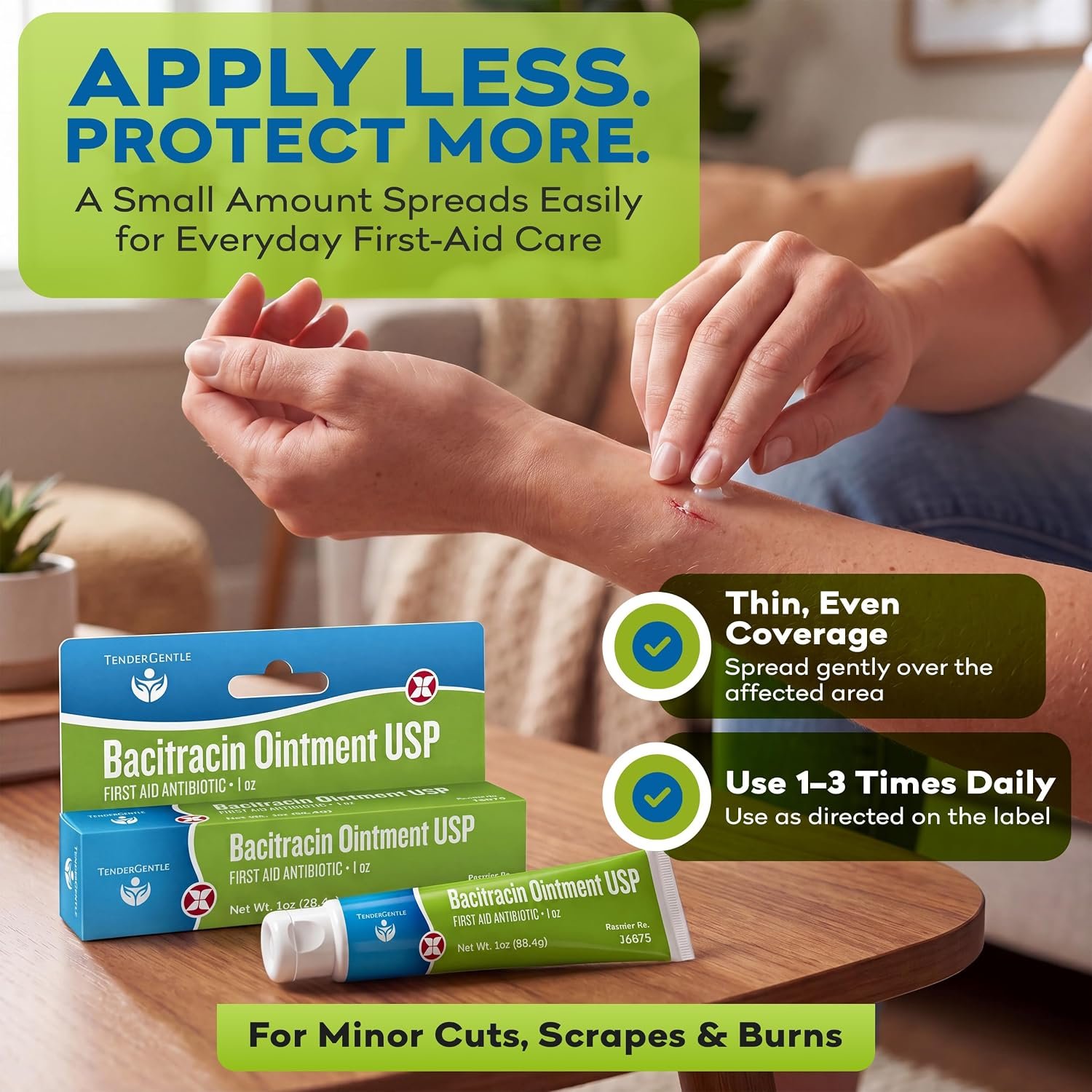 Bacitracin Antibiotic Ointment with Zinc USP - 1 oz Topical Antibiotic First Aid Ointment - Helps Prevent Infection in Minor Cuts, Scrapes, and Burns - Image 4