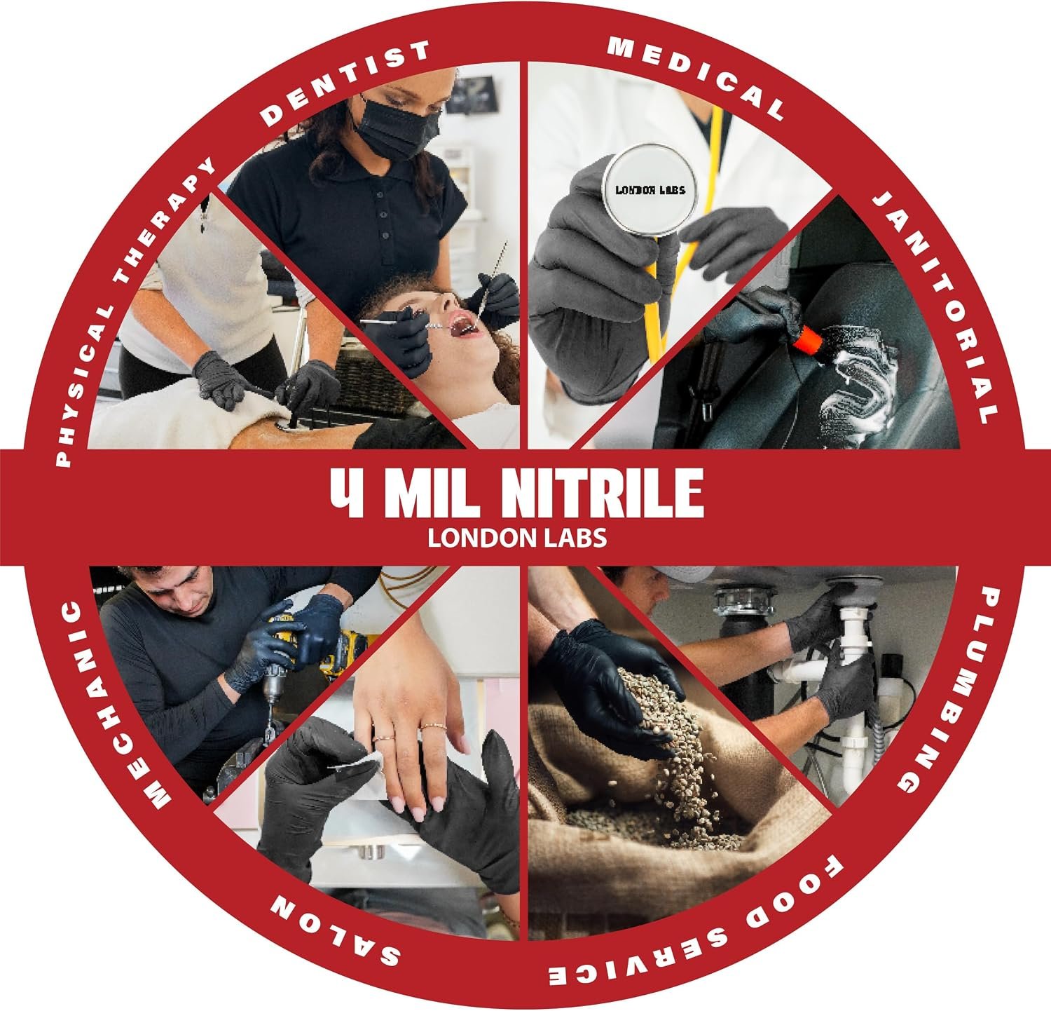 London Labs Synsafe 4 Mil - Black Nitrile Exam Gloves - Disposable Latex Free & Powder Free Rubber Gloves - Medical, Cooking - Image 5