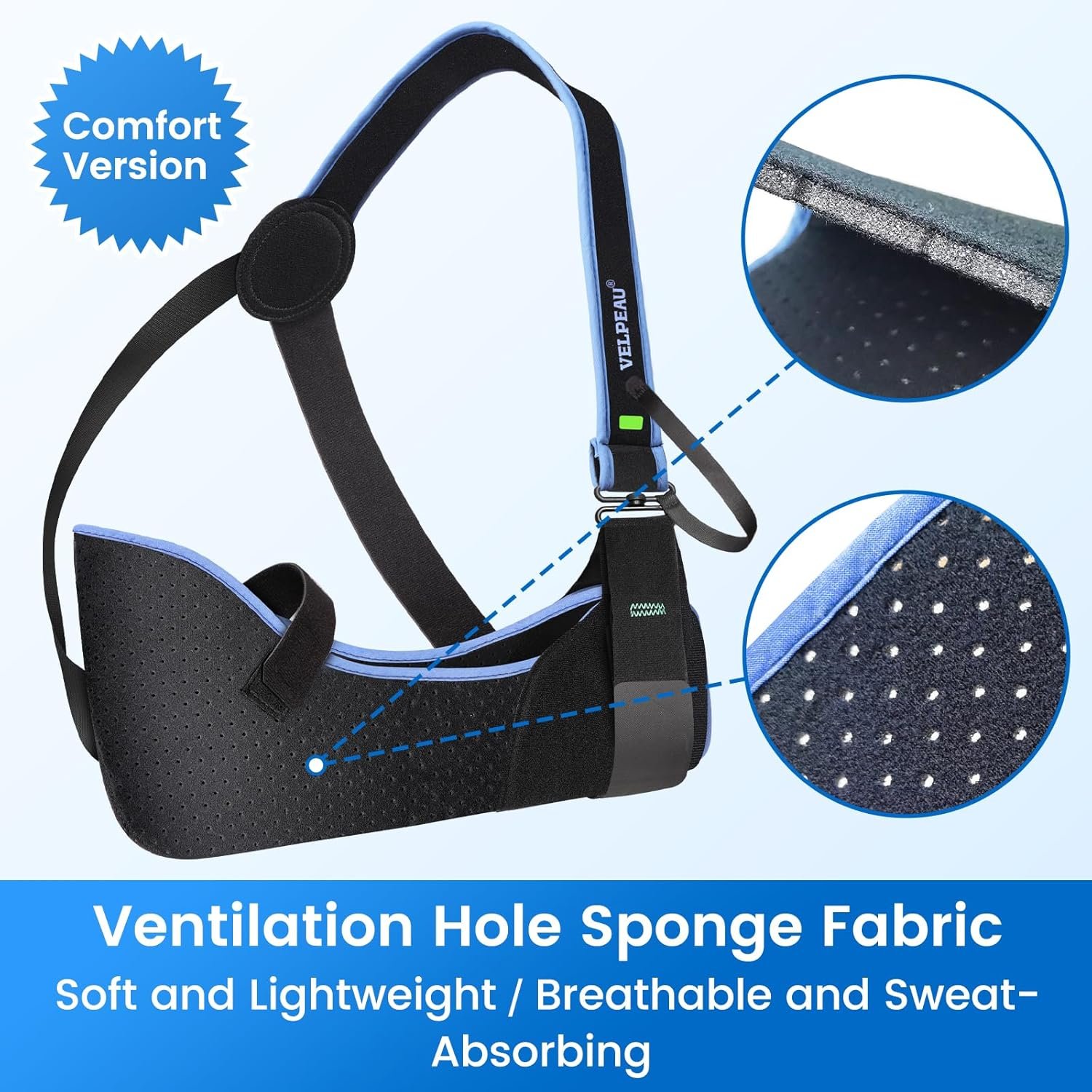 Velpeau Medical Arm Sling Shoulder Immobilizer for Women and Men, Black L - Image 5