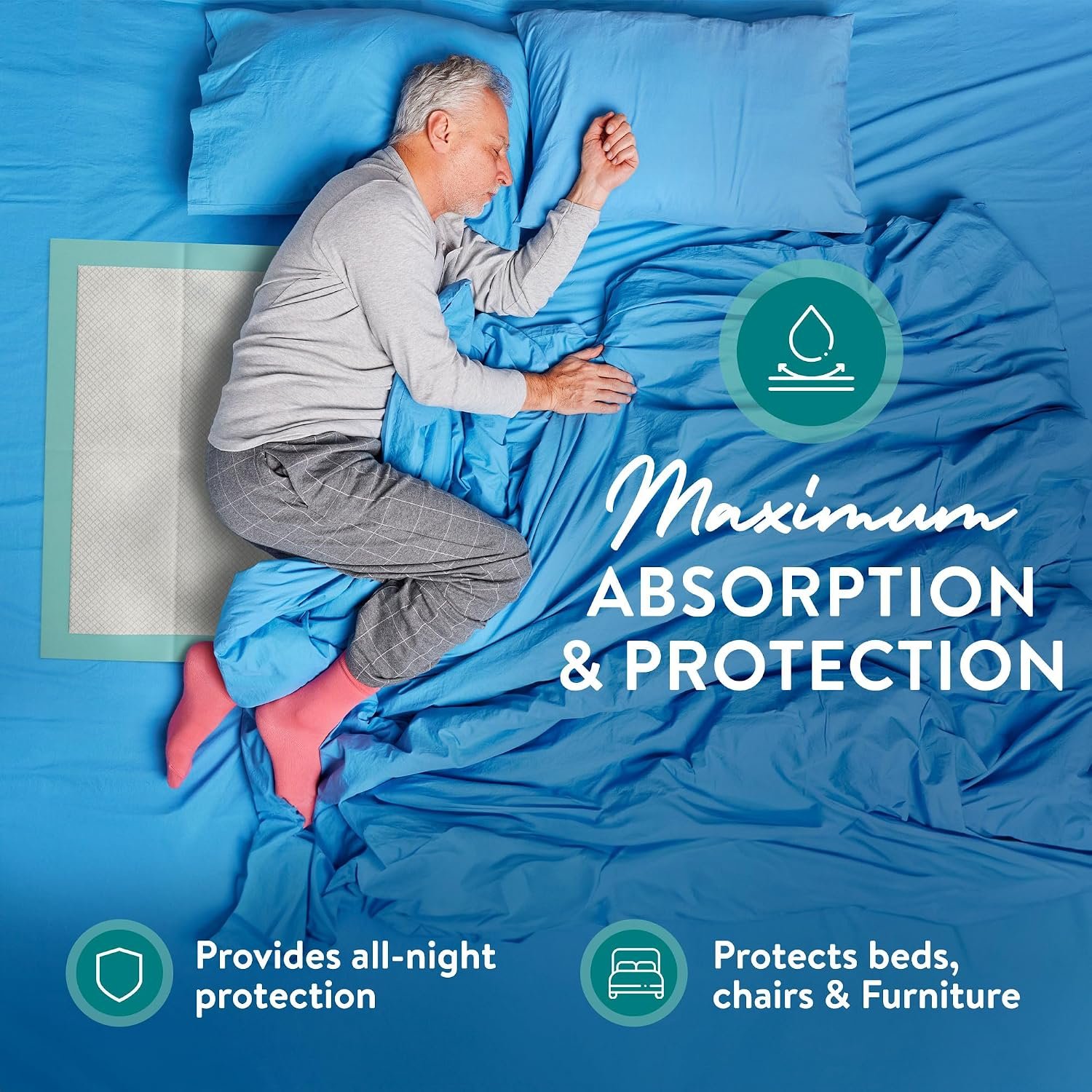 Inspire Super and Ultra Absorbent Disposable Bed Pads, 36" X 36", Pack of 50 with Adhesive, XXL - Image 3