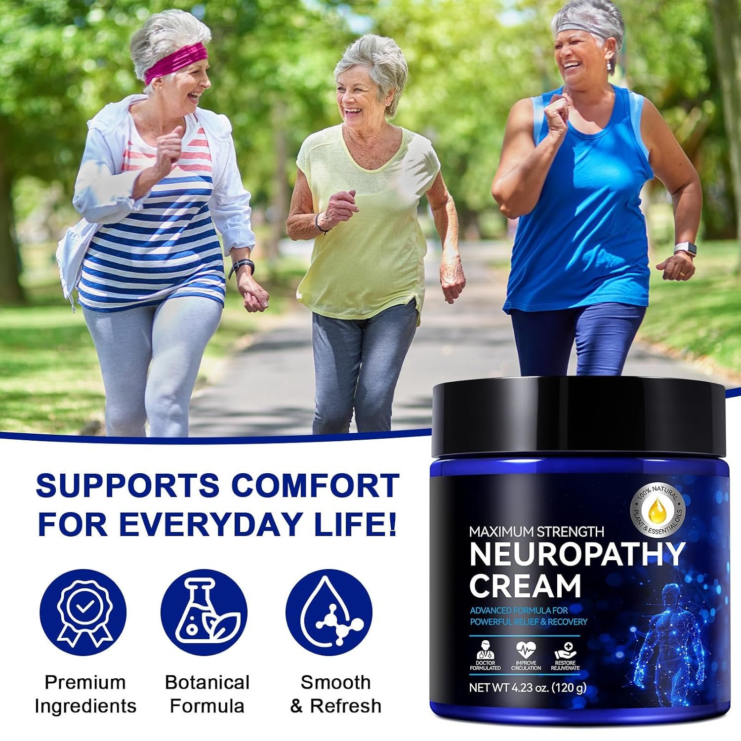 Neuropathy Cream for Feet, Legs & Hands – Lightweight, Plant-Based Formula with Cooling Comfort, 4 oz 1Pack - Image 8