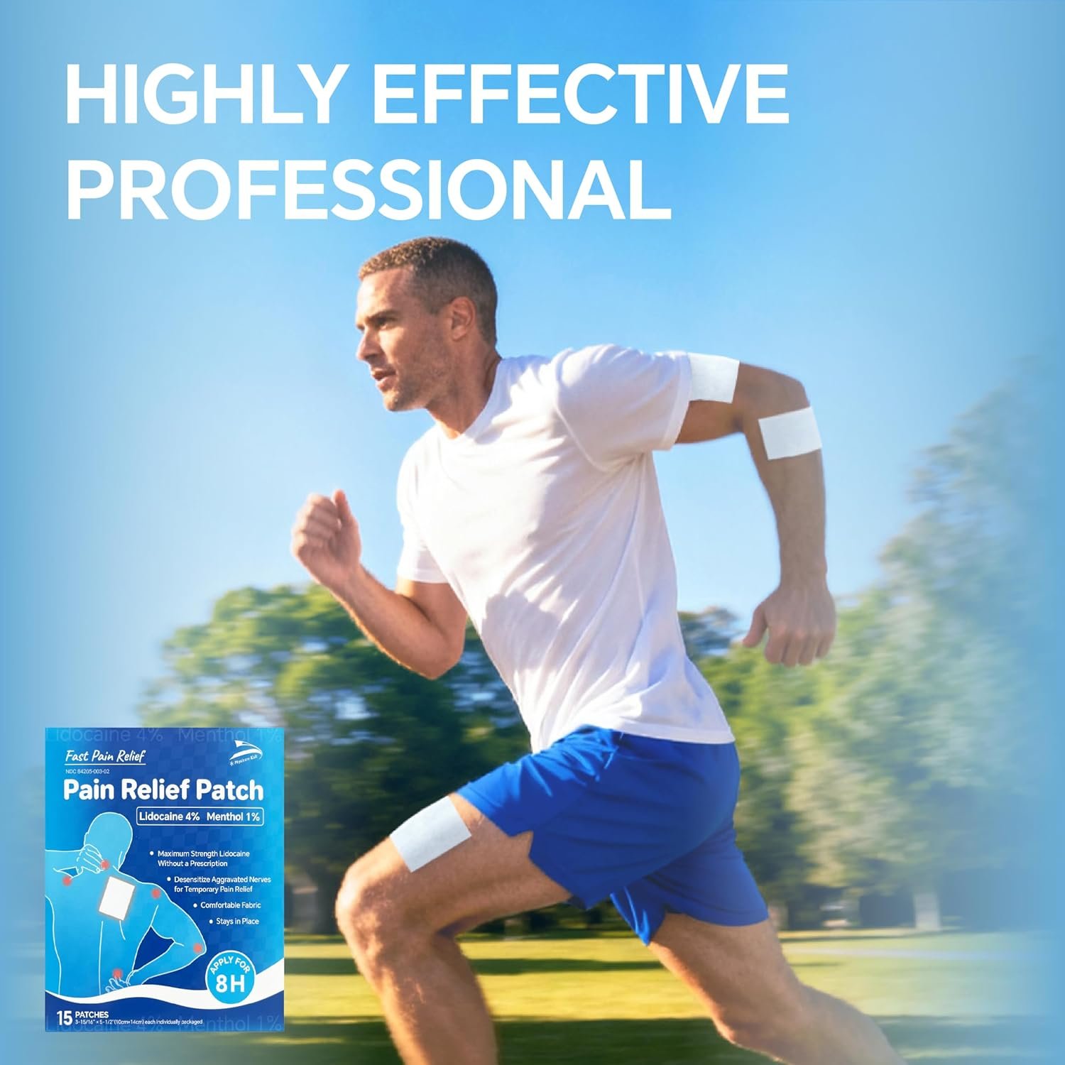 4% Lidocaine Plus 1% Menthol Pain Relief Patch for Back Ache Stiff Neck Joint Pain Muscle Soreness Topical Analgesic,15 Counts - Image 6