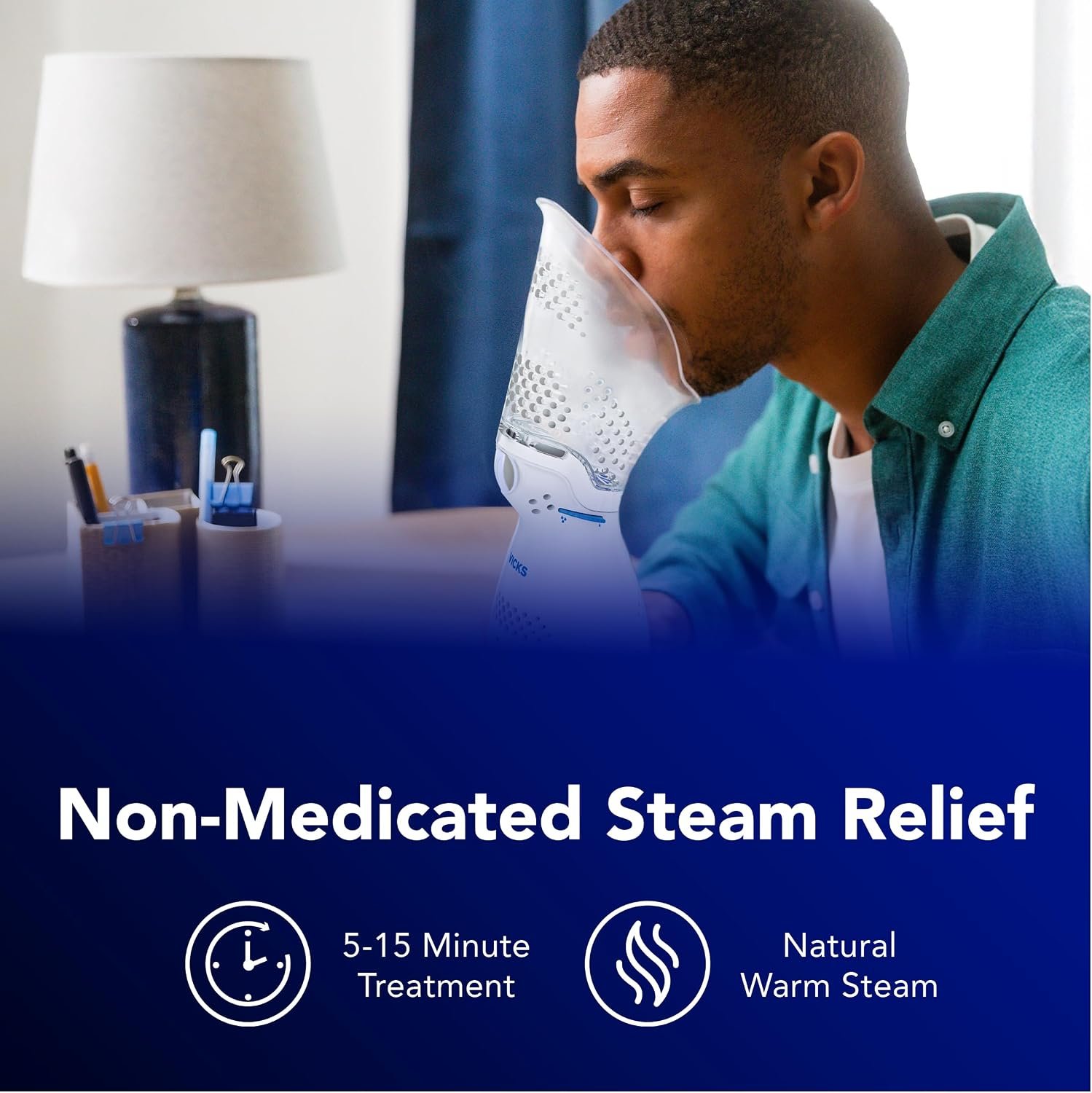 Vicks Sinus InhalerNon-Medicated Steam Inhaler for Sinus Relief, Allergies, Congestion, Vocal Steamer, Works with VapoPads (1 Included) + Vicks VapoPads Original Menthol Scent Refill Pads, 20-Pack - Image 2