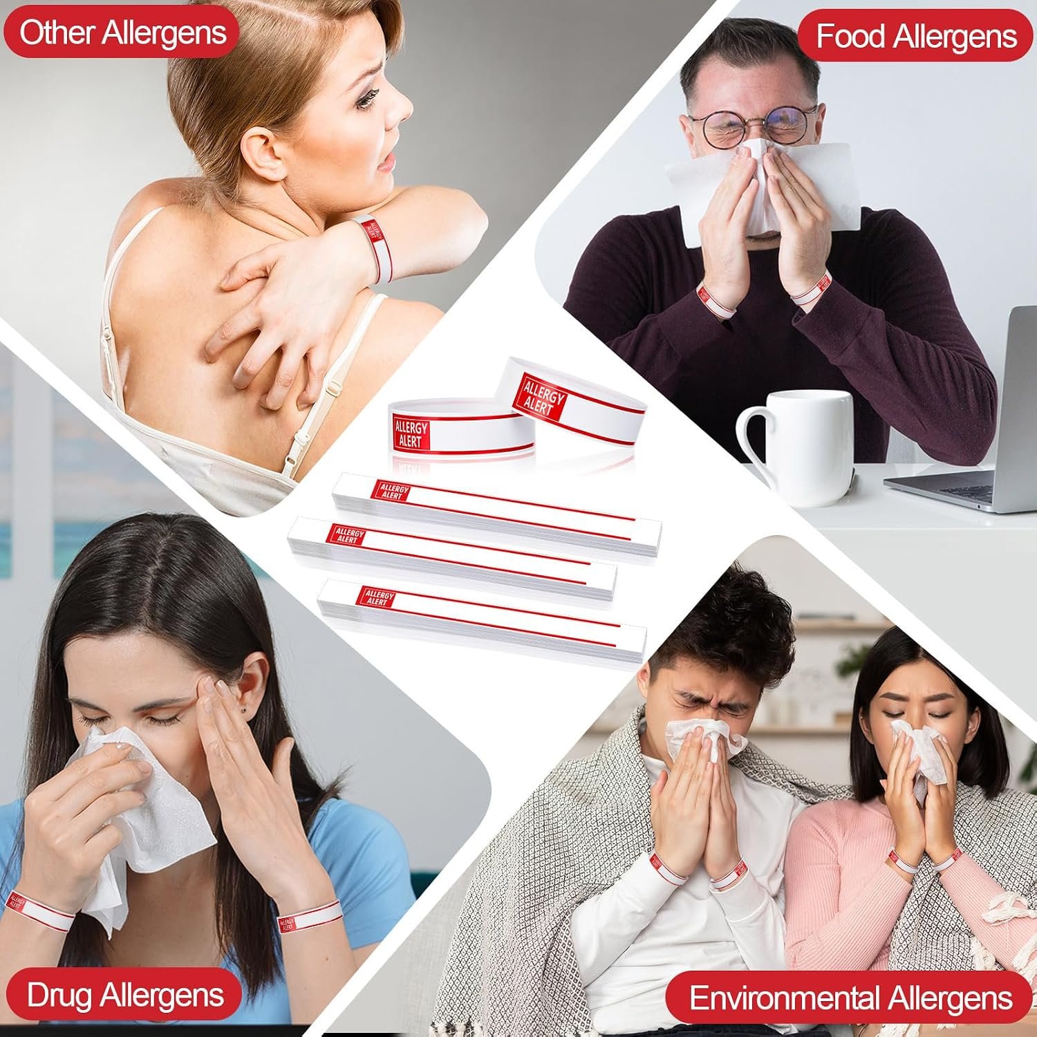 600 Pcs Red Allergy Bracelets Alert Warning Paper Wristbands Disposable Hospital Patient Bracelets ID Wristbands for Allergy Alert Identification Bands for Sports - Image 5