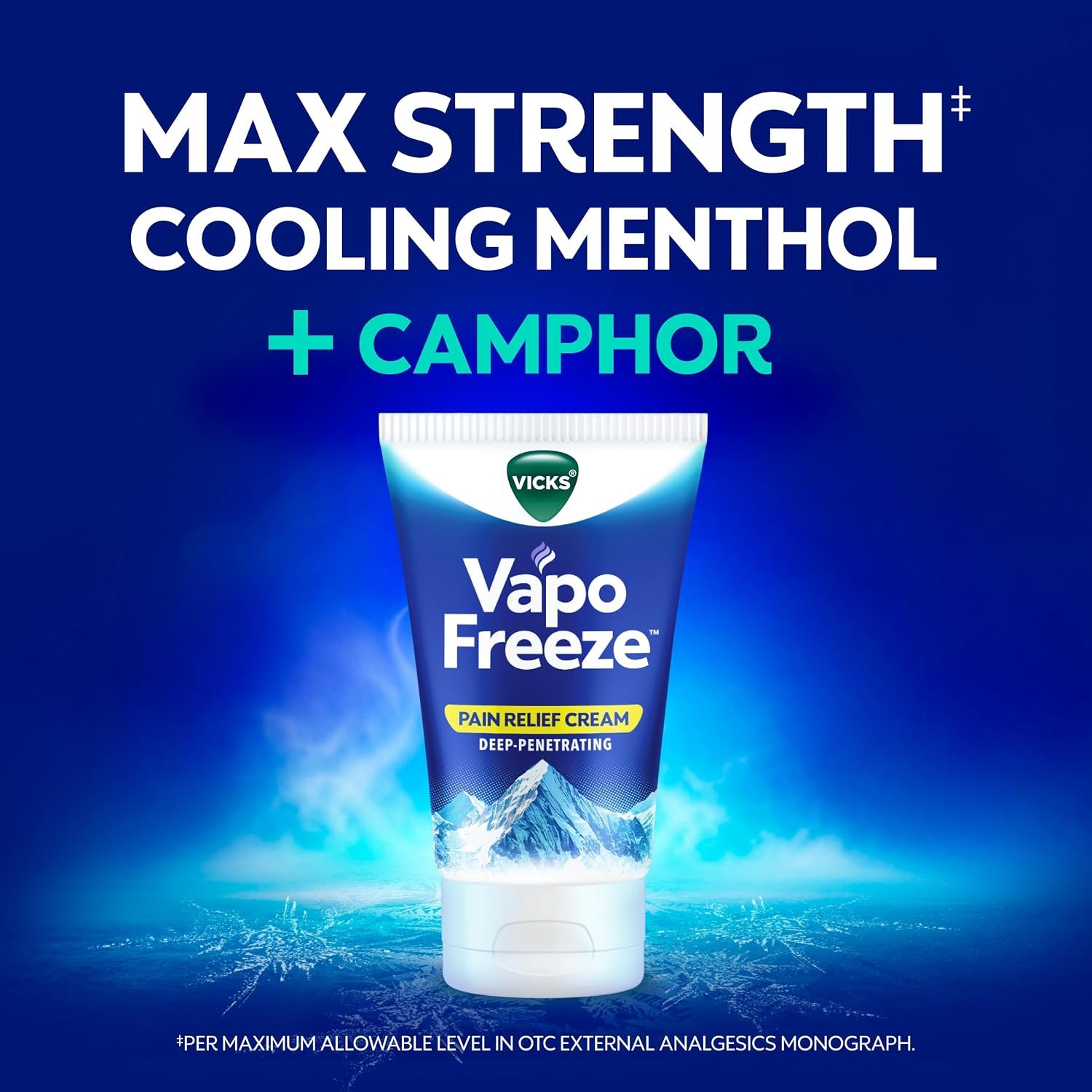 Vicks VapoFreeze Topical Pain Cream 3.0oz, Maximum Strength Menthol+ for Muscle Pain Relief, Joint Pain Relief, Knee Pain Relief, Back Pain Relief, Cream for Pain Relief, Topical Pain Relief - Image 4