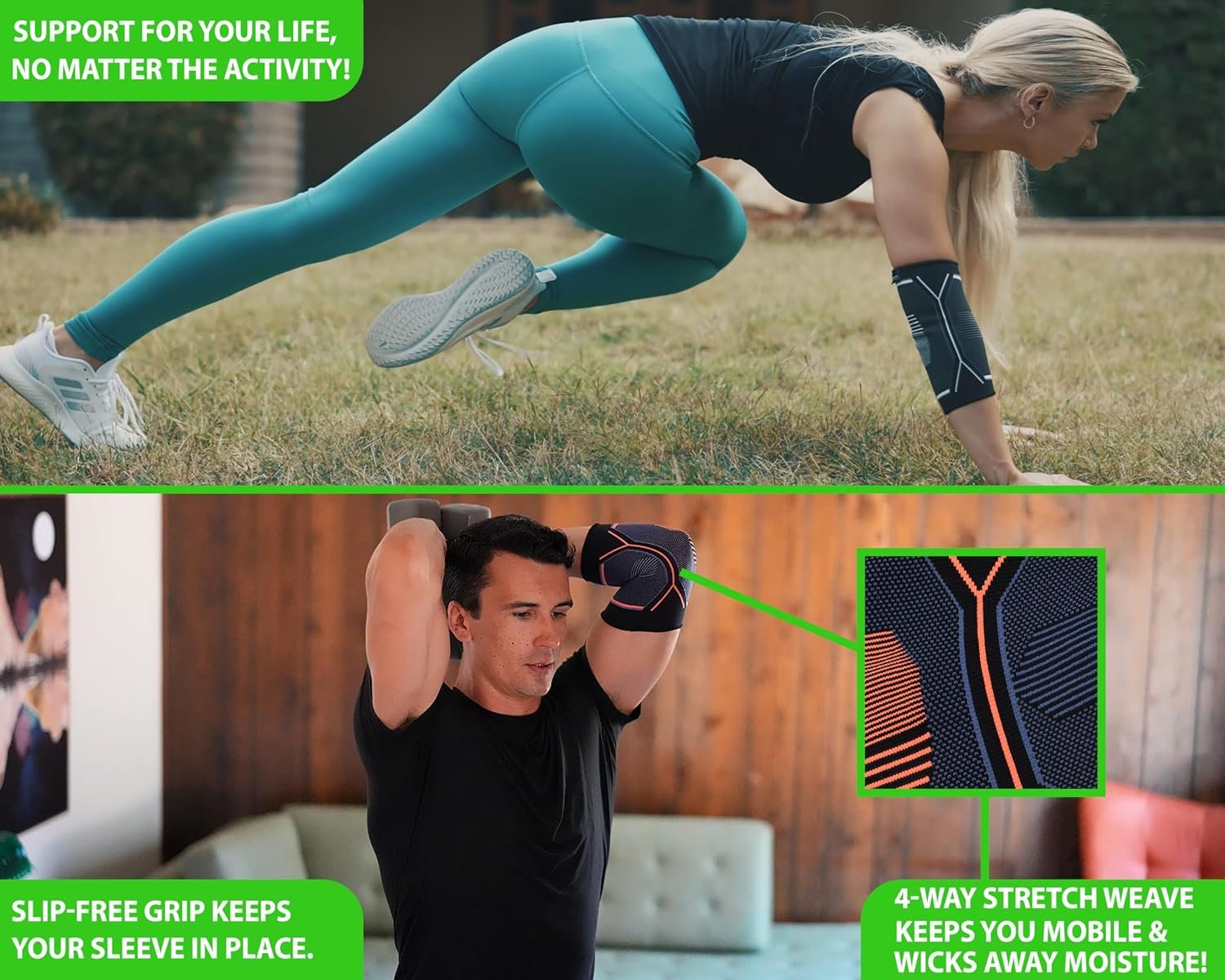 Kunto Fitness Elbow Brace Compression Support Sleeve (Shipped From USA) for Tendonitis, Tennis Elbow, Golf Elbow Treatment - Reduce Joint Pain During Any Activity! - Image 3