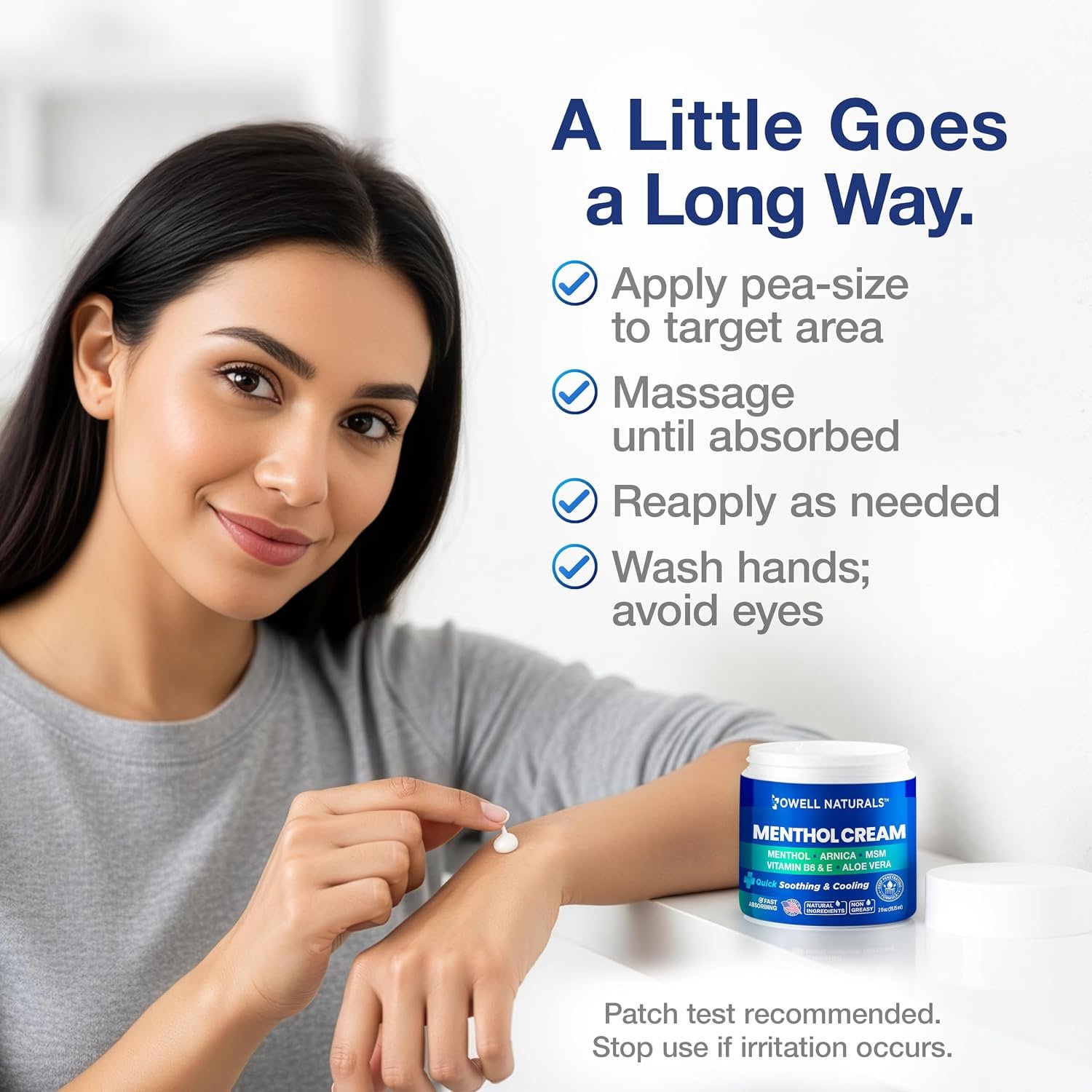 Owell Naturals Extra Strength Cooling Cream – Fast Absorbing Formula with Menthol, Aloe Vera, Arnica, MSM & Vitamin B6 – For Feet, Legs & Hands – Made in USA, 2 fl oz - Image 6