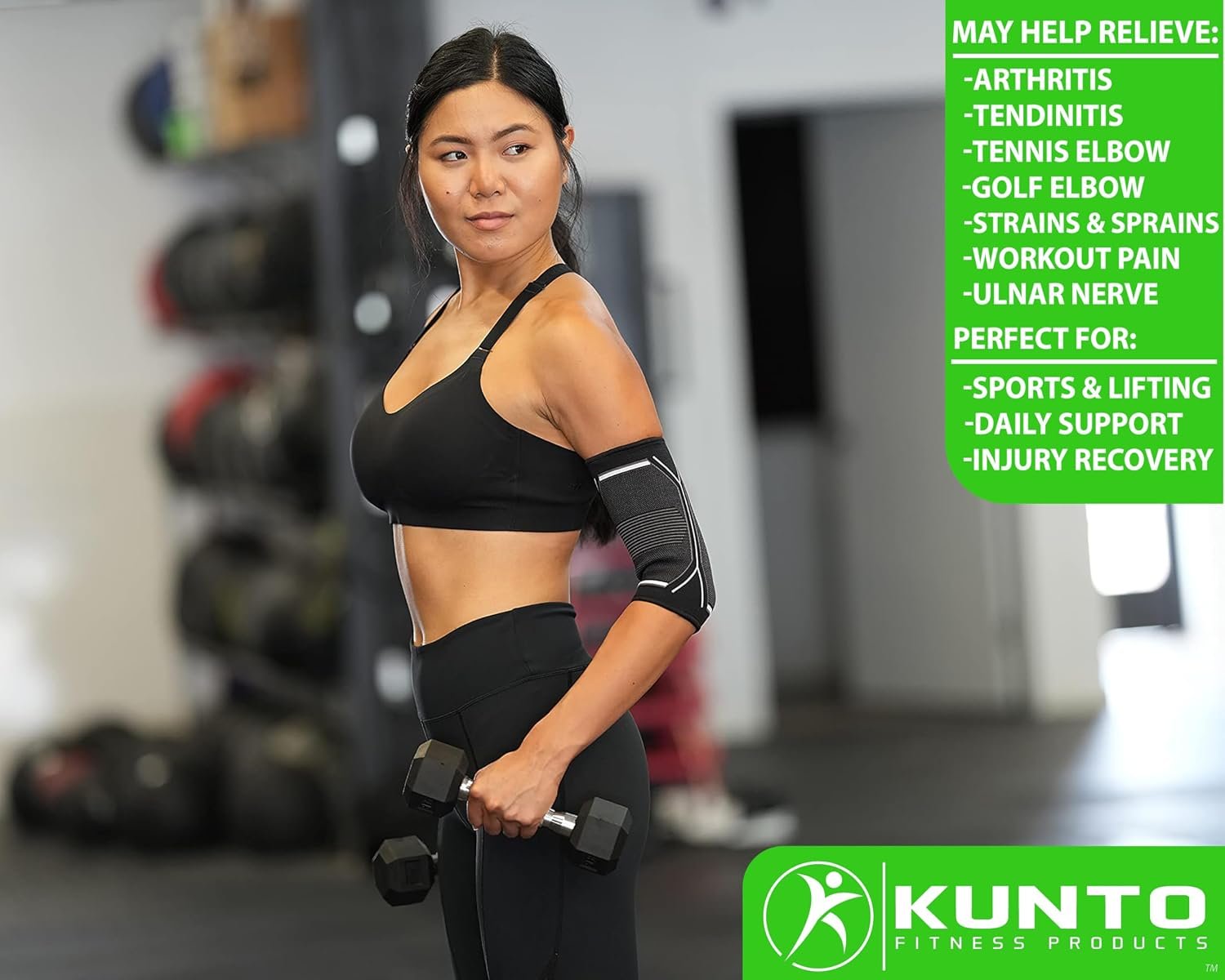 Kunto Fitness Elbow Brace Compression Support Sleeve (Shipped From USA) for Tendonitis, Tennis Elbow, Golf Elbow Treatment - Reduce Joint Pain During Any Activity! - Image 4