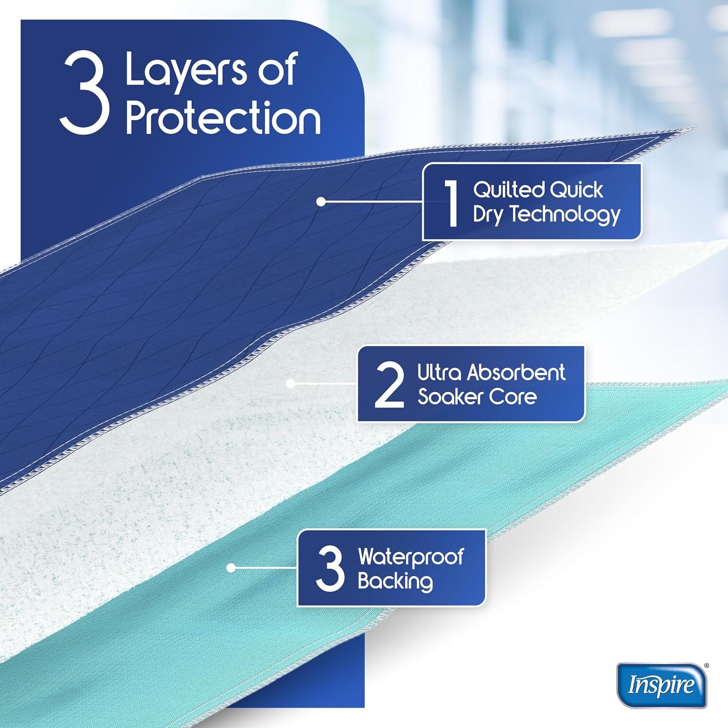 Inspire Waterproof Mattress Protector, Dark Colored to Hide Stains, Extra Large 34 x 54, Quilted Bed Pad for Incontinence Washable, for Adults and Kids - Image 3