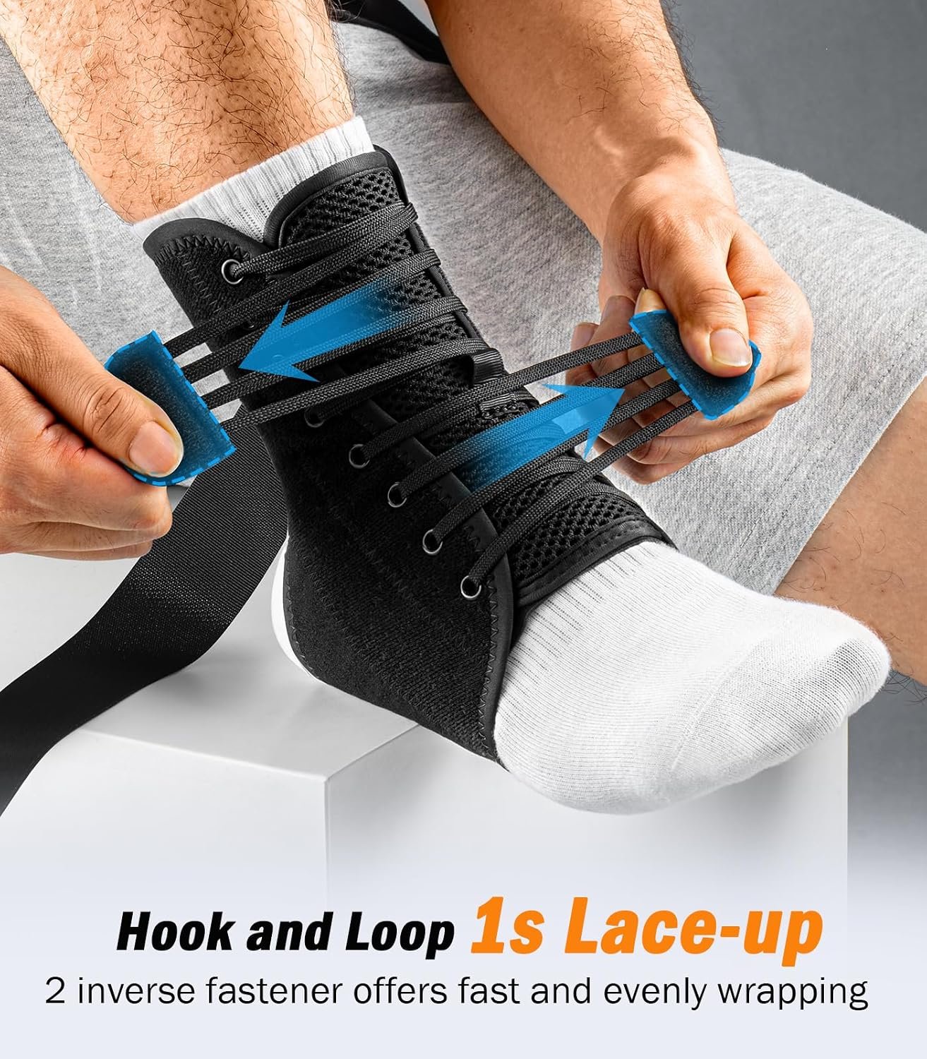 Slim-Fit Ankle Brace for Sprained Ankle, Quick Lace Up Ankle Support for Women Men With 2 Auto-Shaped Pads, Air Fabric Cool Ankle Stabilizer for Injury Recover, Running,Sports, M(12”-13”) - Image 3