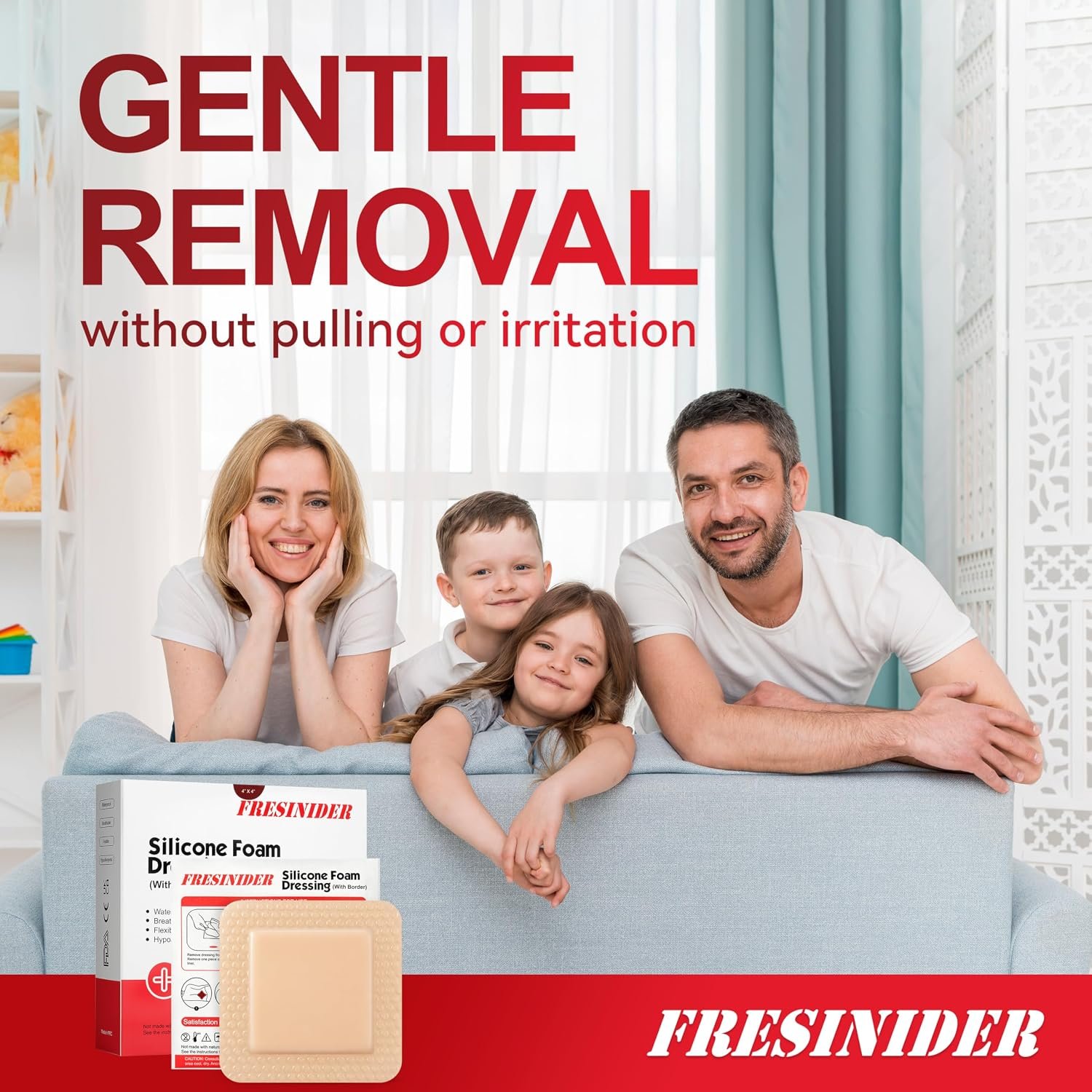 FRESINIDER Silicone Foam Dressing with Adhesive Border – Wound Dressing Bandage – Silicone Foam Pad – Pack of 10 – 4 x 4 Inches Large Waterproof Bandages – Self Adhesive Wound Care and Dressings - Image 8
