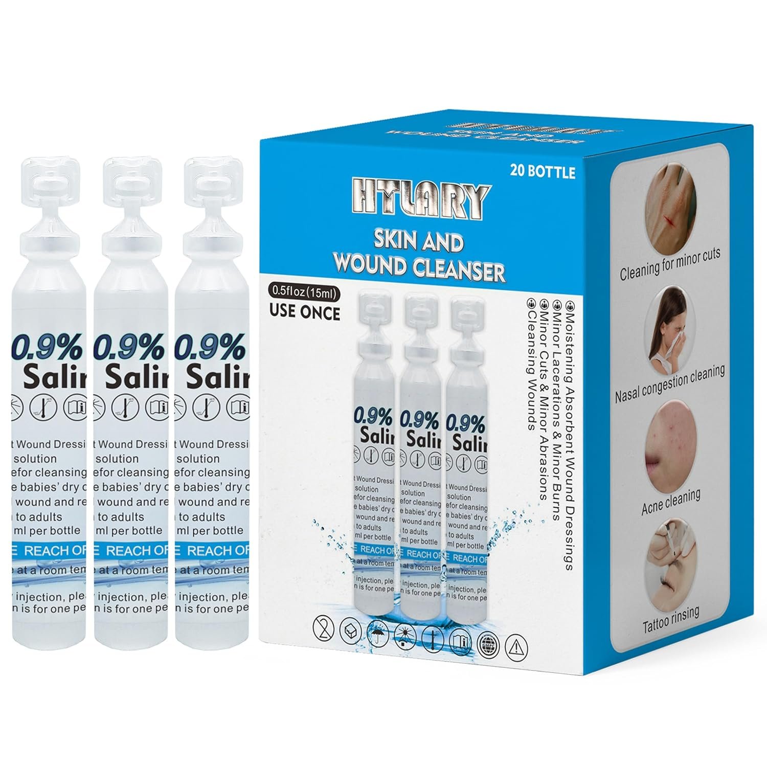 20 Pack Sterile Saline Solution for...