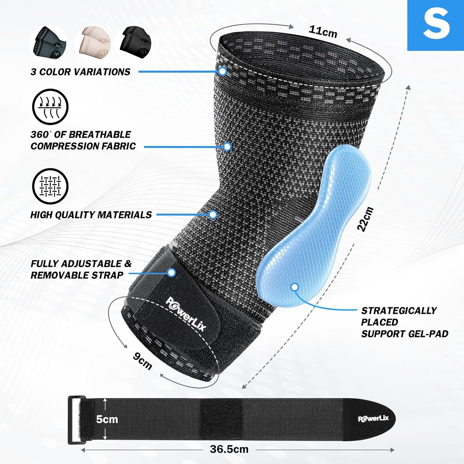 POWERLIX 2Pack Elbow Orthopedic Brace Compression Support (Pair) - Elbow Sleeve for Tennis, Golfer’s, Bursitis, and Sprains, Arthritis, Tendonitis. Pain Relief(Black, S) - Image 7