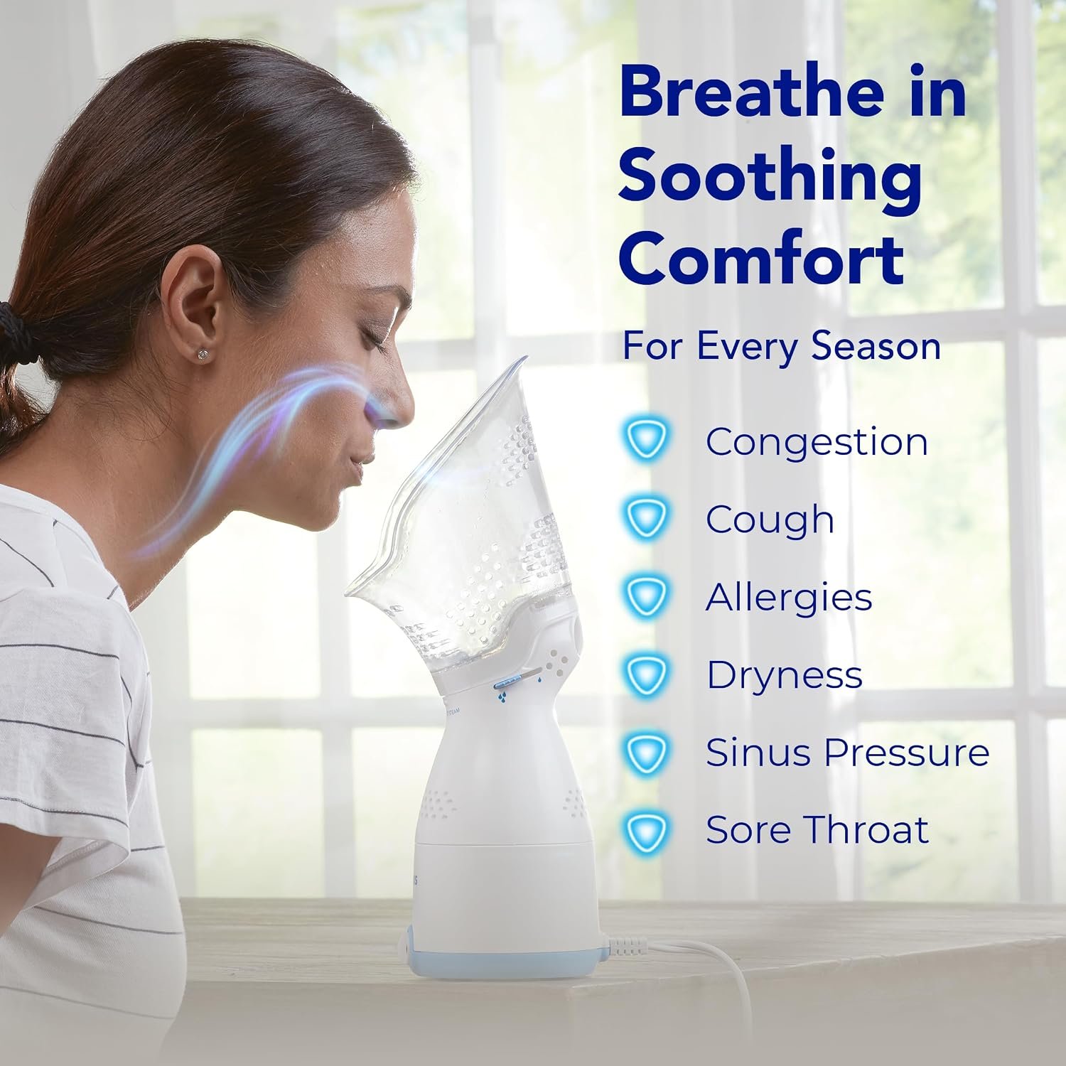 Vicks Sinus InhalerNon-Medicated Steam Inhaler for Sinus Relief, Allergies, Congestion, Vocal Steamer, Works with VapoPads (1 Included) + Vicks VapoPads Original Menthol Scent Refill Pads, 20-Pack - Image 3