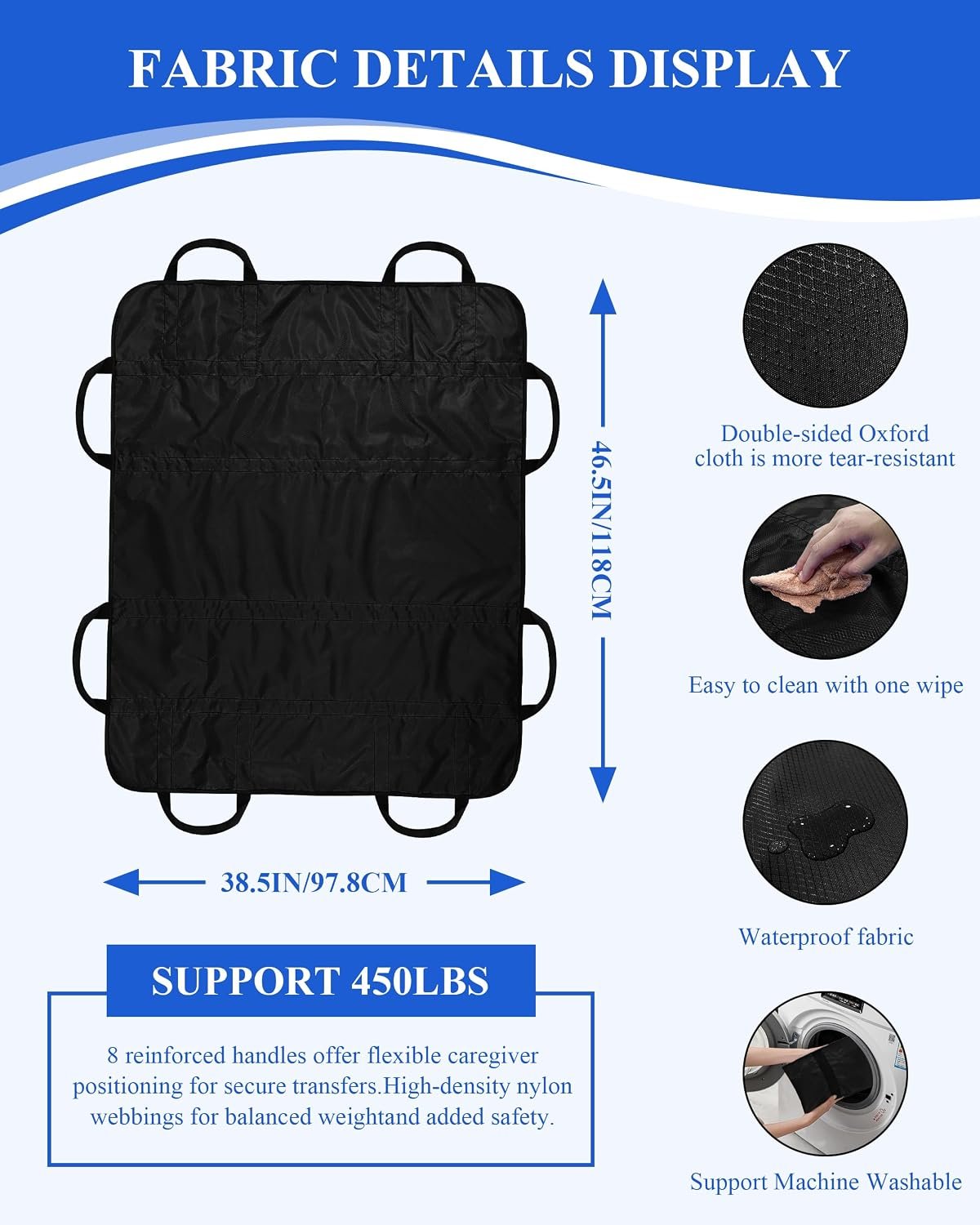Positioning Bed Pad with Handles, Transfer Sheets for Moving - Image 2