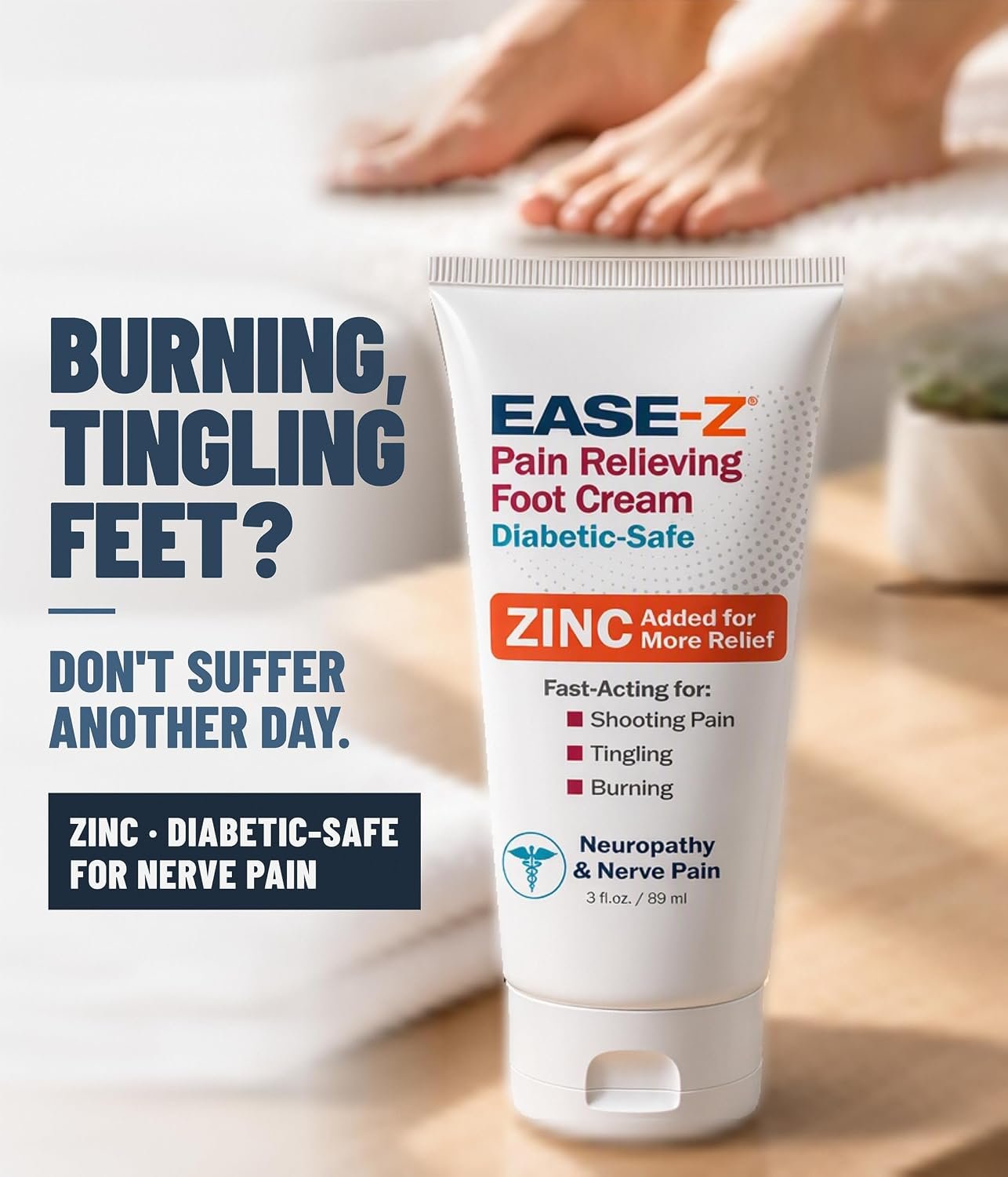 Diabetics' Pain Relieving Foot Cream. Extra-strength Pain Cream gives Neuropathy Pain Relief, Reducing Burning, Shooting Pain, Tingling, and Numbness. Actives of Capsaicin, Menthol, & Zinc. 3.0 oz. - Image 7