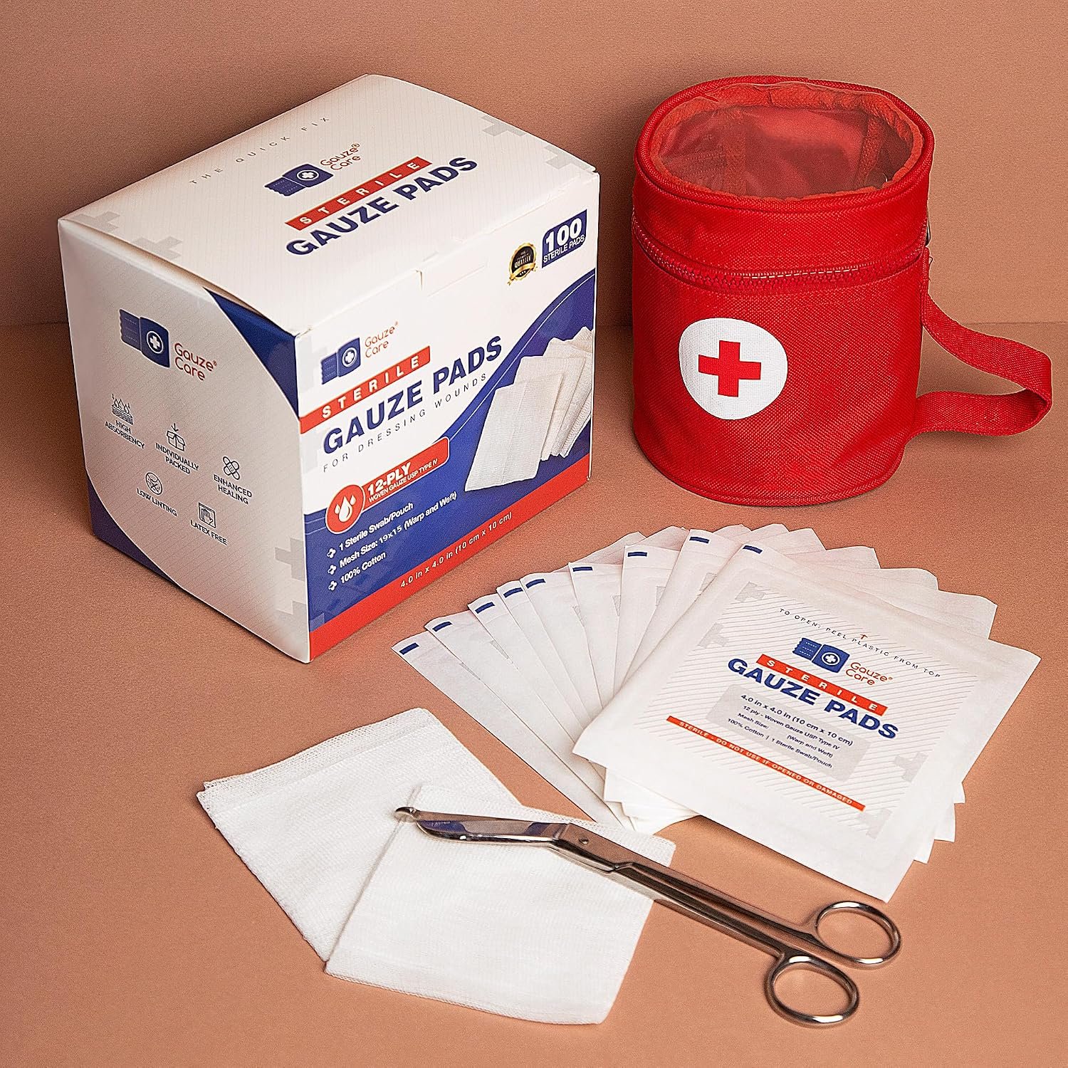 100pc Large Sterile Gauze Pads 4x4 Sterile for Wounds Bulk - 12ply Woven Gauze Sponges - USP IV Breathable Mesh 4x4 Gauze Pads Sterile for Enhanced Absorption - First Aid Medical - Image 6