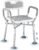 550lb Adjustable Shower Chair with Arms, Back and Suction Cup Feet | 6 height settings from13.4–18.1in, reinforced crossbars and tool-free assembly for easier setup and daily bathing.