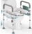 HOMLAND Toilet Seat Risers for Seniors with Handles, Dual-Crossbar, 400lb | Adjustable Height and Width, Padded Seat, Aluminum Reinforced Frame, Raised Handicap Elevated Toilet Seat Fit Any Toilet