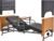 Electric Hospital Bed for Home Use – 5 Functions, Advanced German LIMOSS Motor, Double Solid Wood Panels with Upholstered Covers, Medical Overbed Table & Foldable Rails