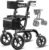 Walkers for Seniors, Rollator Walker with Seat, 12″ Big Rubber Wheels All Terrain Rolling Walker, Foldable Rollator Walker, Built-in Cable, Reinforced Aluminum Frame, Black