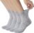 Facool 4 Pairs Merino Wool Diabetic Socks for Men, Non-Binding Top & Seamless Toe, Loose Fit Ankle Cushioned Socks, Light Grey Large